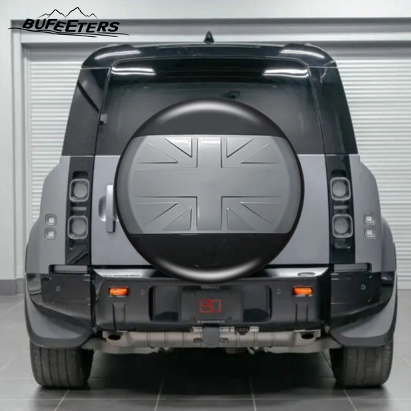 BUFEETERS Rear Spare Tire Cover Fit For 2020 2021 2022 2023 2024 2025 Land Rover Defender 90/110/130 Wheel Cover,Eiger Grey&Gloss Black