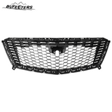 BUFEETERS Front Bumper Upper Grille W/o Camera Hole Fit For 2016 2017 2018 2019 2020 2021 2022 2023 Cadillac XT5,Sky Diamond Style,Silver&Black