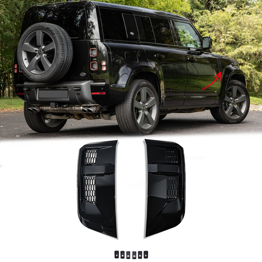 BUFEETERS Side Fender Vent Wing Cover For 2020 2021 2022 2023 2024 Land Rover Defender 90/110,Gloss Black
