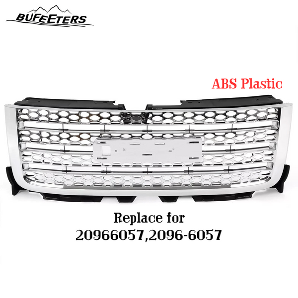 BUFEETERS Front Bumper Upper Chrome Grille Fit For 2011 2012 2013 2014 GMC Sierra 2500 HD Sierra 3500 HD,Honeycomb Style,Chrome&Silver