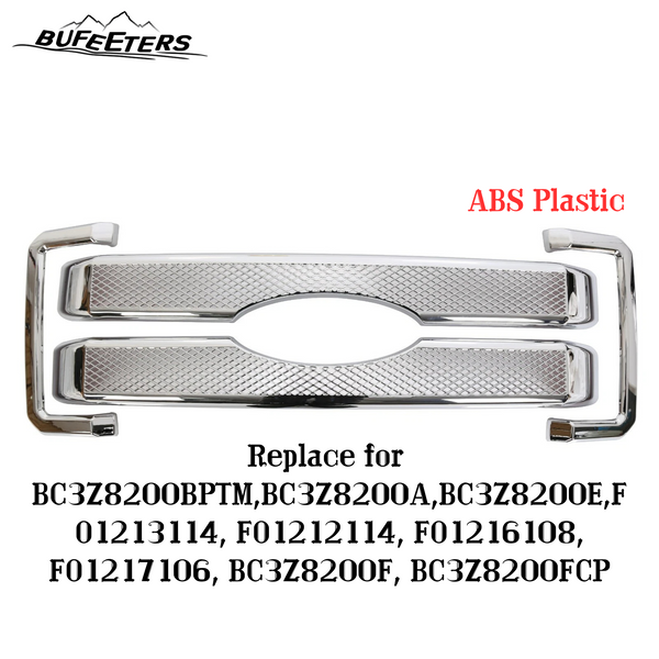 BUFEETERS Front Chrome Grille Grill Cover Overlay Fit For 2011 2012 2013 2014 2015 2016 Ford F250 F350 F450 F550,Platinum Style