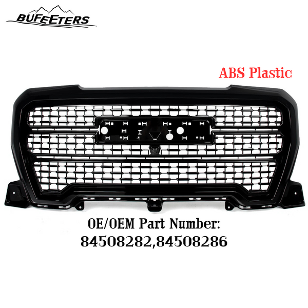 BUFEETERS Front Bumper Upper Grille Fit For 2019 2020 2021 GMC Sierra 1500 Denali,Mesh Style,Gloss Black