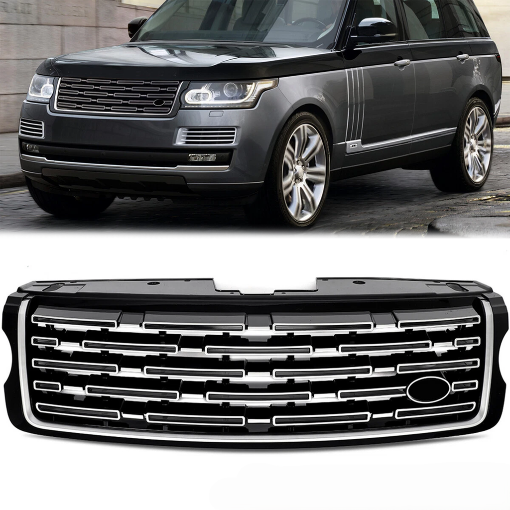 BUFEETERS  Front Bumper Upper Grille Fit For 2013 2014 2015 2016 2017 Land Rover Range Rover,2023 Style,Black&Silver