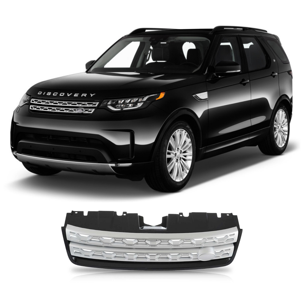 BUFEETERS Front Bumper Upper Grille Fit For 2015 2016 2017 2018 2019 Land Rover Discovery Sport,Mesh Style,Black&Silver