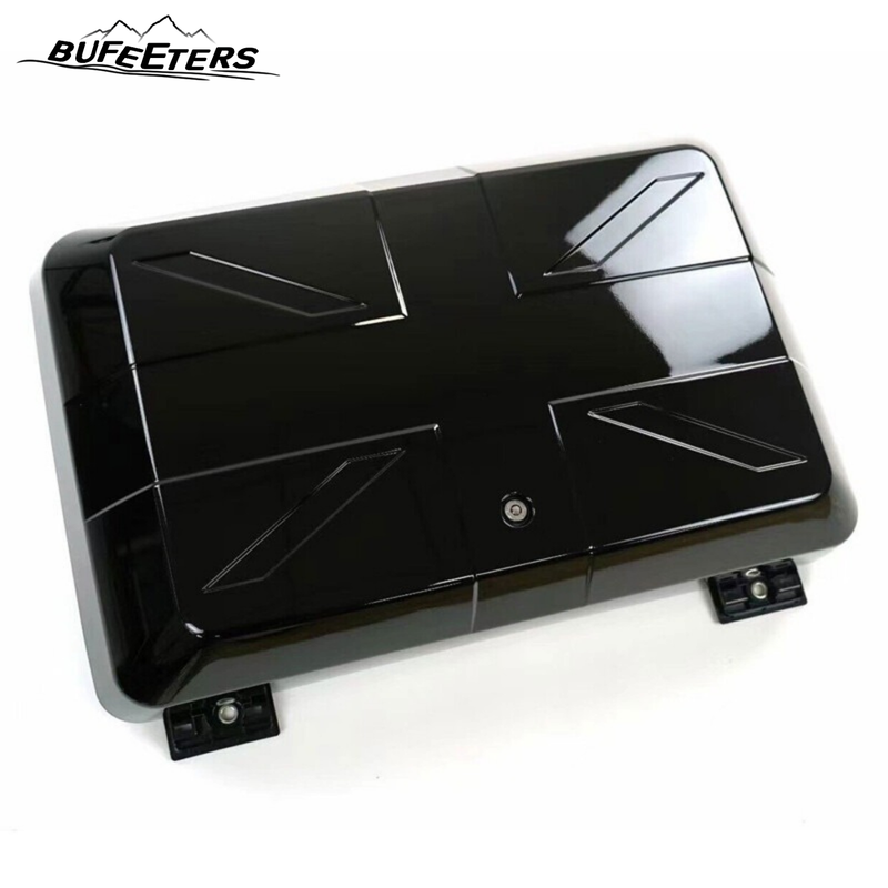 BUFEETERS Exterior Side Mounted Gear Box Carrier Luggage Fit For 2020 2021 2022 2023 2024 Land Rover Defender 90 110 130,Black with UK Flag Logo