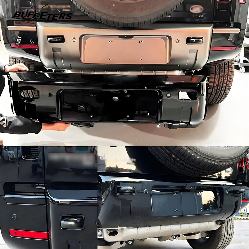 BUFEETERS Front Rear Lip Bumper Guard Skid Kit Fit For 2020 2021 2022 2023 2024 Land Rover Defender 90 110 130,Gloss Black