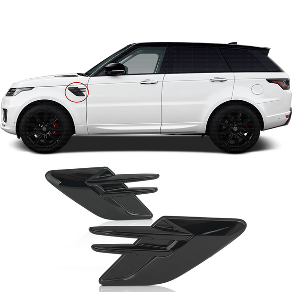 BUFEETERS Pair Fender Air Side Vent Grille Trim Fit For 2018 2019 2020 2021 2022 Land Rover Range Rover Sport,Factory Style,Gloss Black