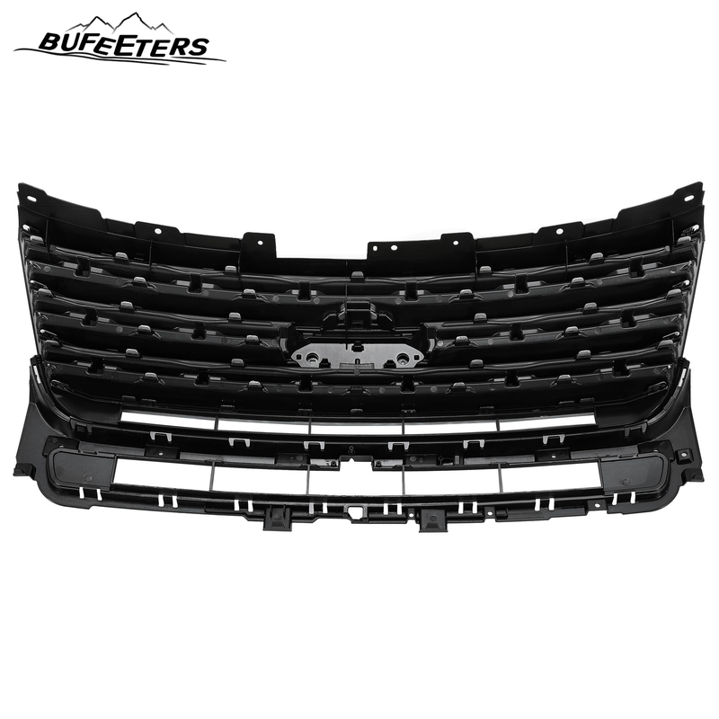 BUFEETERS Front Bumper Upper Grille Fit For 2016 2017 Ford Explorer,Factory Style,Silver Coated Black