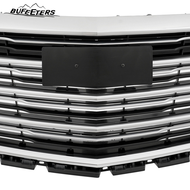 BUFEETERS   Front Bumper Upper Grille Fit For 2016 2017 2018 2019 2020 Cadillac XT5,Horizontal Billet  Style,Chrome&Black