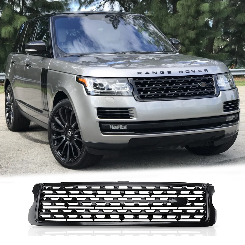 BUFEETERS Front Bumper Upper Grille Fit For 2013 2014 2015 2016 2017 Land Rover Range Rover,Mesh Style,Gloss Black