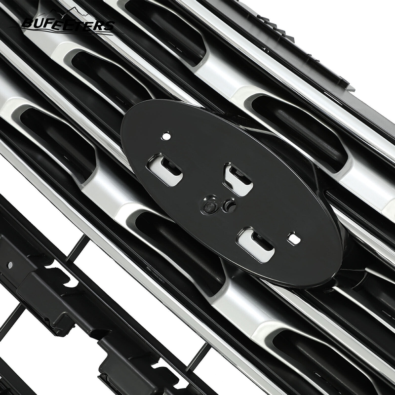 BUFEETERS Front Bumper Upper Grille Fit For 2016 2017 Ford Explorer,Factory Style,Silver Coated Black
