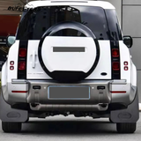 BUFEETERS Rear Spare Tire Cover Fit For 2020-2025 Land Rover Defender 90/110/130 L663 L851 Wheel Cover,Fuji White&Gloss Black&White Letters
