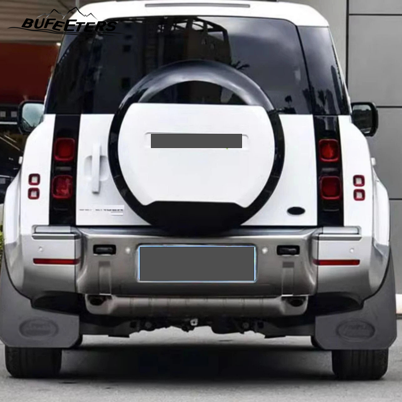 BUFEETERS Rear Spare Tire Cover Fit For 2020-2025 Land Rover Defender 90/110/130 L663 L851 Wheel Cover,Fuji White&Gloss Black&White Letters