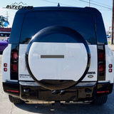 BUFEETERS Rear Spare Tire Cover Fit For 2020-2025 Land Rover Defender 90/110/130 L663 L851 Wheel Cover,Fuji White&Gloss Black&White Letters