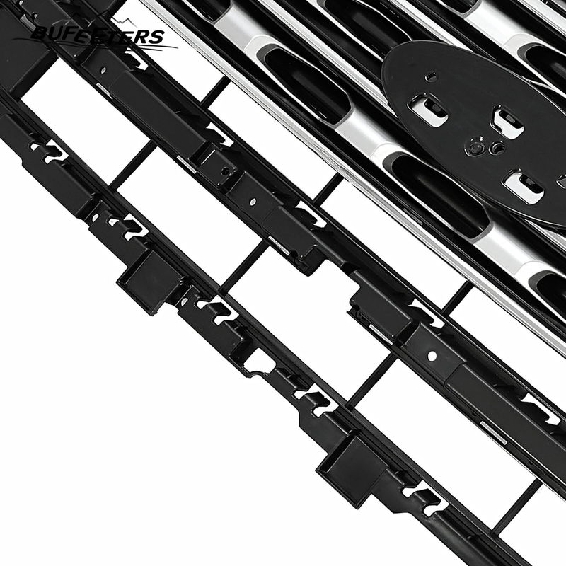 BUFEETERS Front Bumper Upper Grille Fit For 2016 2017 Ford Explorer,Factory Style,Silver Coated Black