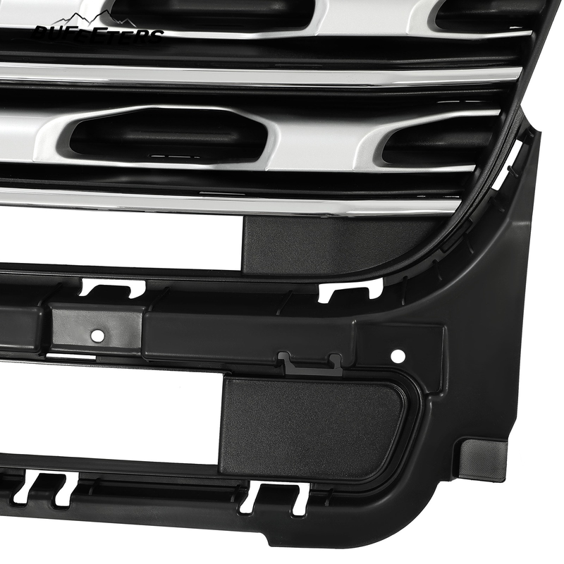 BUFEETERS Front Bumper Upper Grille Fit For 2016 2017 Ford Explorer,Factory Style,Silver Coated Black
