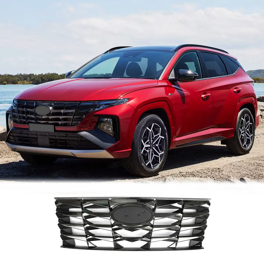 BUFEETERS   Front Bumper Upper Grille W/o Camera Hole Fit For 2022 2023 Hyundai Tucson,Factory Style,Black
