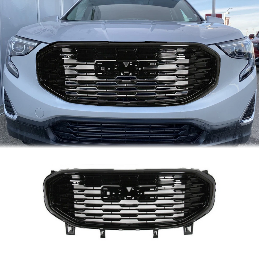 BUFEETERS Front Bumper Upper Grille Fit For 2018 2019 2020 2021 GMC Terrain,Denali Style,Gloss Black