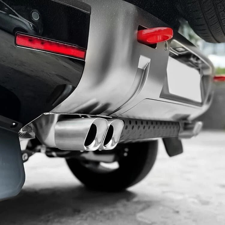 BUFEETERS Tailpipe Khan Look Exhause Pipe Fit  For 2020 2021 2022 2023 2024 2025 Land Rover Defender 90 110 130,Silver