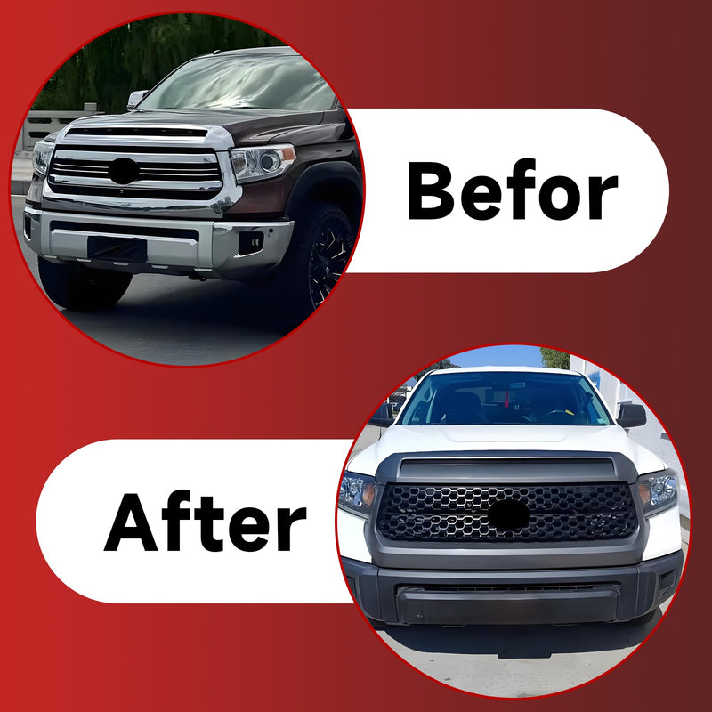 Fit For 14-20 Toyota Tundra Black Front Grille&Hood Bulge Molding Set New