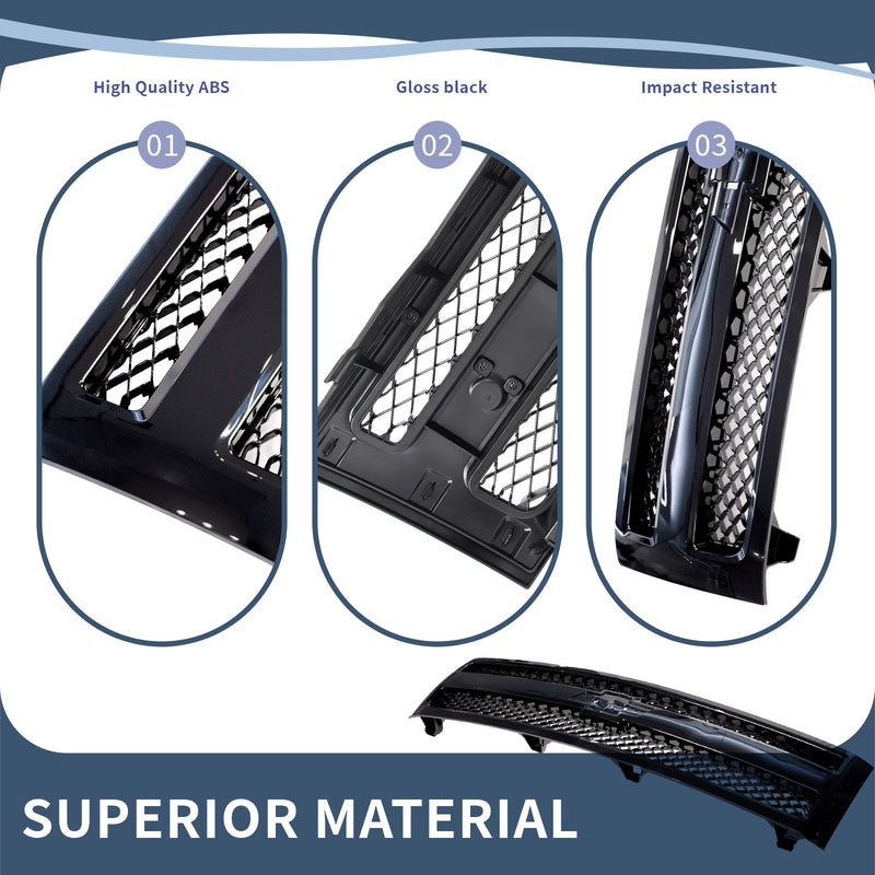 Front Upper Honeycomb Grille Gloss Black For 2014-2015 Chevrolet Silverado 1500