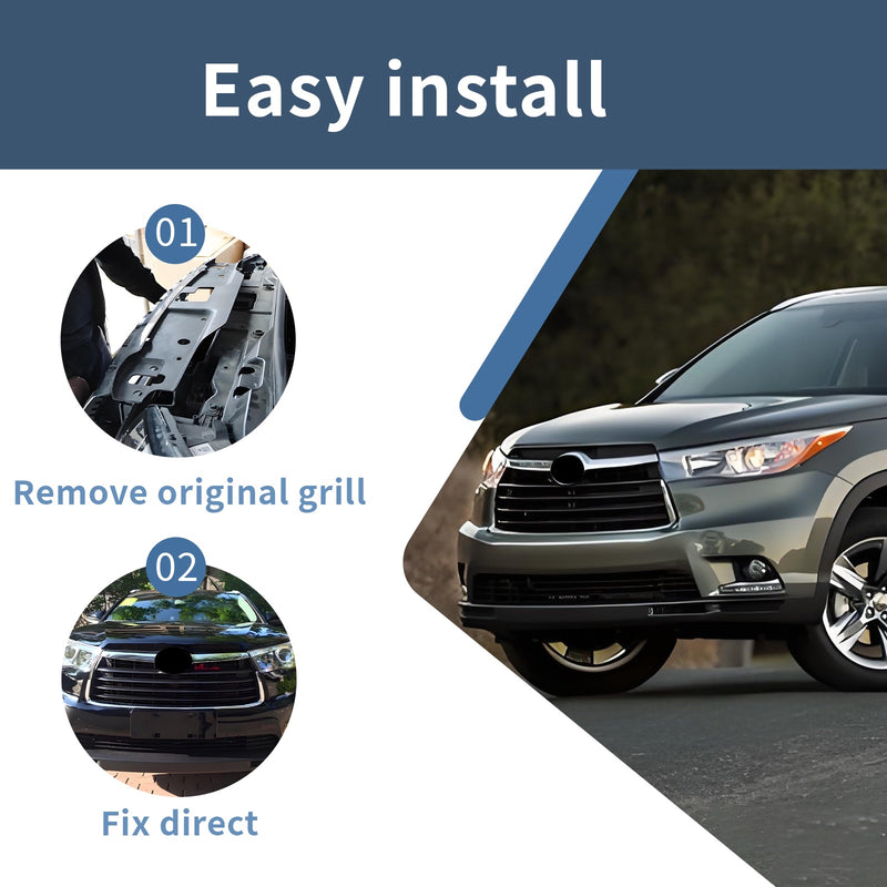 Chrome Front Bumper Upper Grille ABS Grill For Toyota Highlander 4-Dr 2014-2016