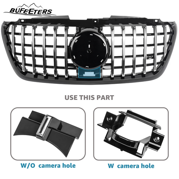 BUFEETERS  Front Bumper Upper Grille Fit For 2018 2019 2020 2021 2022 2023 2024 Mercedes Benz Sprinter 1500 2500 3500 W907 W910,GT Style,Chrome&Black