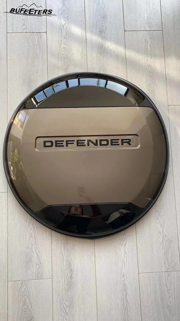 BUFEETERS Rear Spare Tire Cover Fit For 2020-2025 Land Rover Defender 90/110/130 L663 L851 Wheel Cover,Gondwana Stone&Gloss Black&Black Letters