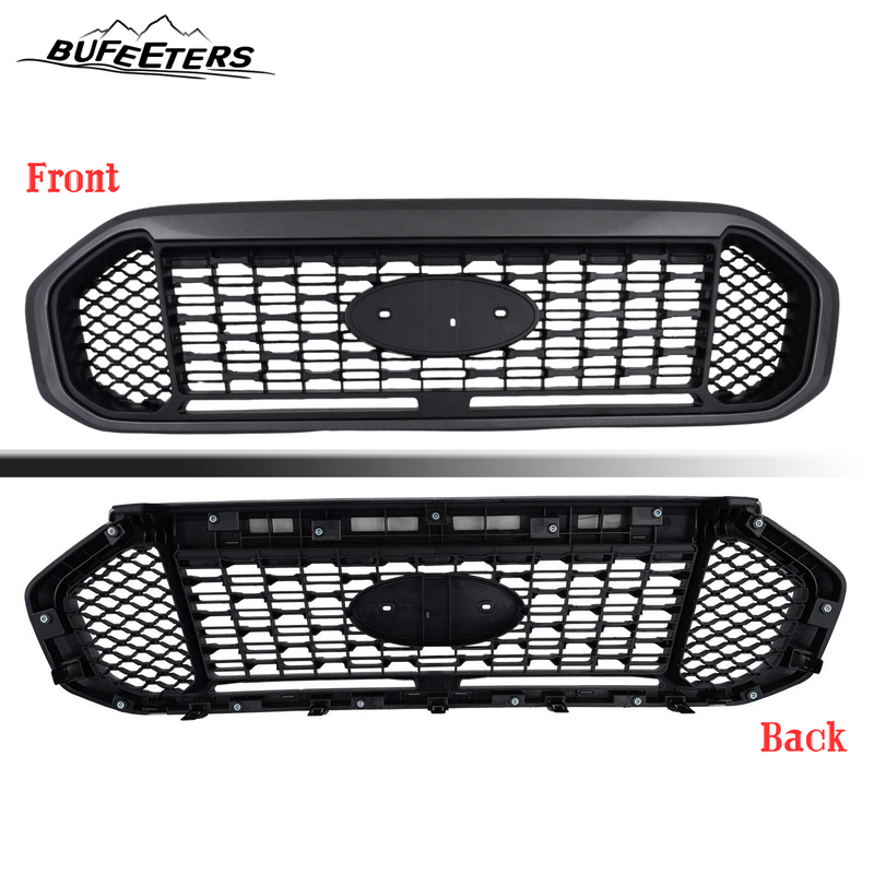 BUFEETERS   Front Upper Grille Fit For 2019 2020 2021 2022 2023 Ford Ranger,Honeycomb Style,Gray