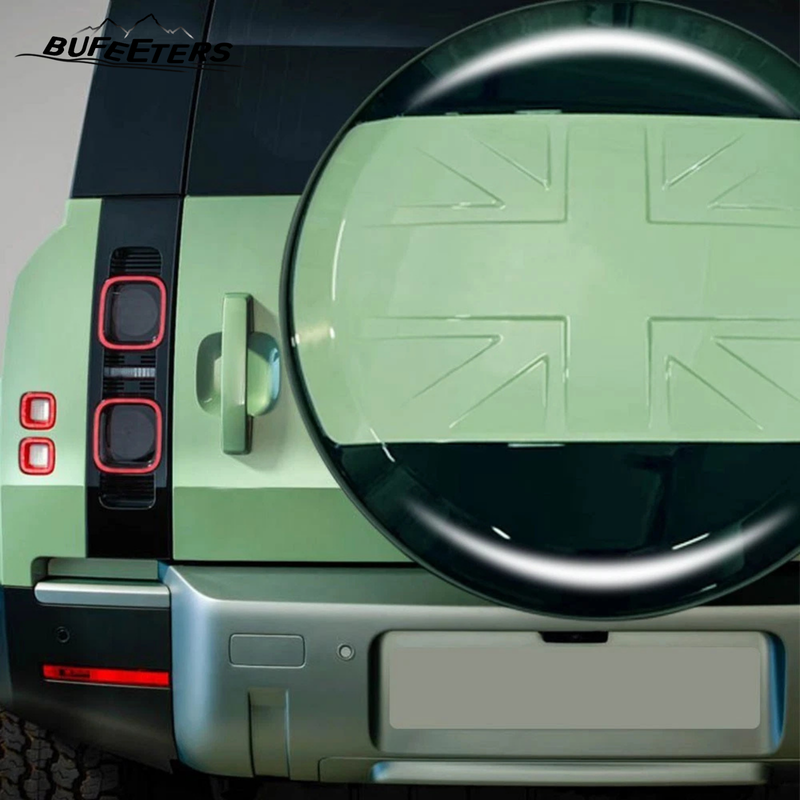 BUFEETERS Rear Spare Tire Cover Fit For 2020 2021 2022 2023 2024 2025 Land Rover Defender 90/110/130 Wheel Cover,Grasmere Green&Gloss Black