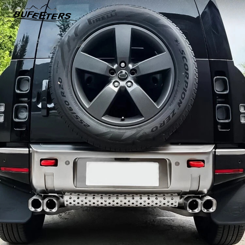 BUFEETERS 3pcs Tail Pipe Throat Exhaust Khan Look Fit For 2020 2021 2022 2023 2024 2025 Land Rover Defender 90 110 130,Silver