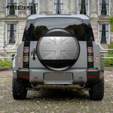 BUFEETERS Rear Spare Tire Cover Fit For 2020 2021 2022 2023 2024 2025 Land Rover Defender 90/110/130 Wheel Cover,Eiger Grey&Gloss Black