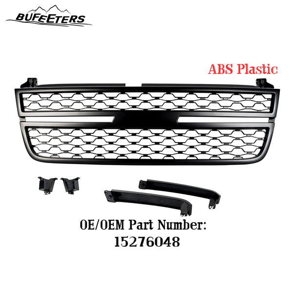 BUFEETERS Front Buper Upper Grille  Fit For 2005 2006 2007 Chevy Silverado 1500 2500HD 3500,Honeycomb Style,Matte Black