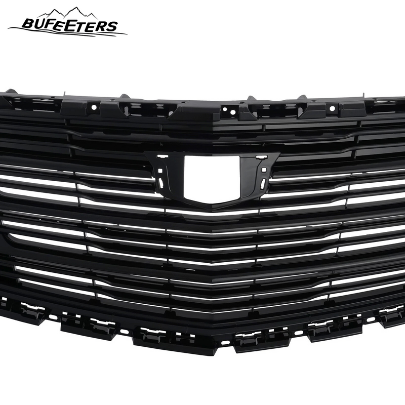 BUFEETERS   Front Bumper Upper Grille Fit For 2016 2017 2018 2019 2020 Cadillac XT5,Horizontal Billet Style,Gloss Black