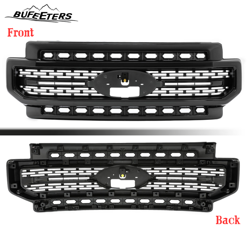 BUFEETERS Front Bumper Upper Grille Fit For 2020 2021 2022 2023 F-250 F-350 F-450 F-550 Lariat Super Duty,Mesh Style,Gloss Black