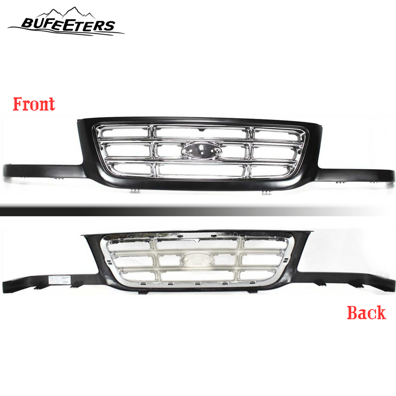 Front Bumper Upper Grille Fit For 2001 2002 2003 Ford Ranger,Mesh Style,Chrome&Black