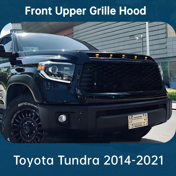 For ToyotaTundra 2014-2021 Gloss Black With Small Lights Front Upper Hood Scoop