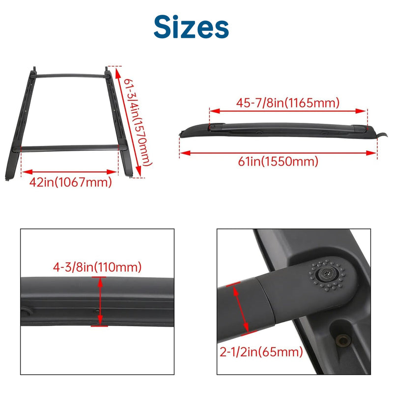 For Toyota Tacoma Double Cab Roof Rack Cross Bar Side Rail Luggage Carrier 05-23