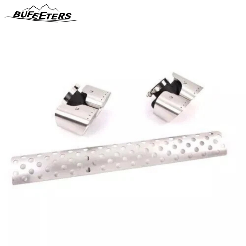 BUFEETERS 3pcs Tail Pipe Throat Exhaust Khan Look Fit For 2020 2021 2022 2023 2024 2025 Land Rover Defender 90 110 130,Silver