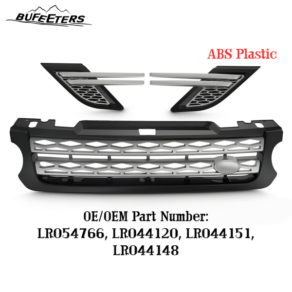 BUFEETERS  Front Grille Air Side Vent Set Fit For 2014 2015 2016 2017 Land Rover Range Rover Sport,Mesh Style,Nickel Plated