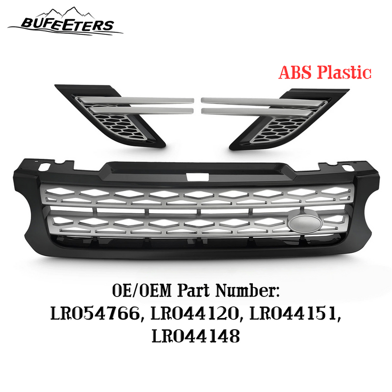 BUFEETERS  Front Grille Air Side Vent Set Fit For 2014 2015 2016 2017 Land Rover Range Rover Sport,Mesh Style,Nickel Plated