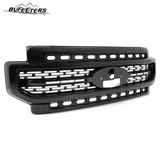 BUFEETERS Front Bumper Upper Grille Fit For 2020 2021 2022 2023 F-250 F-350 F-450 F-550 Lariat Super Duty,Mesh Style,Gloss Black