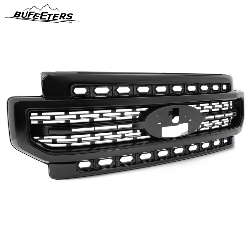 BUFEETERS Front Bumper Upper Grille Fit For 2020 2021 2022 2023 F-250 F-350 F-450 F-550 Lariat Super Duty,Mesh Style,Gloss Black