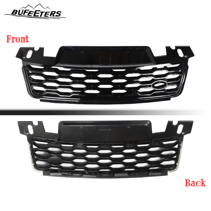 BUFEETERS Front Bumper Upper Grille Fit For 2018 2019 Range Rover Sport L494,Mesh Style,Full Gloss Black