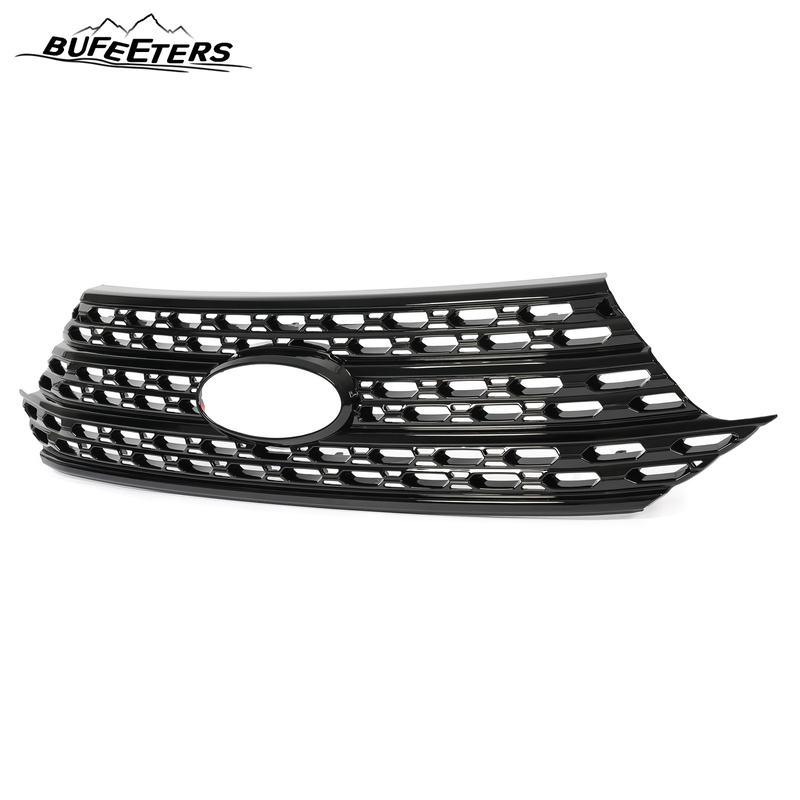 BUFEETERS Front Radiator Grille Overlay Cover Fit For 2020 2021 2022 2023 2024 Ford Explorer Base XLT,Mesh Style,Gloss Black