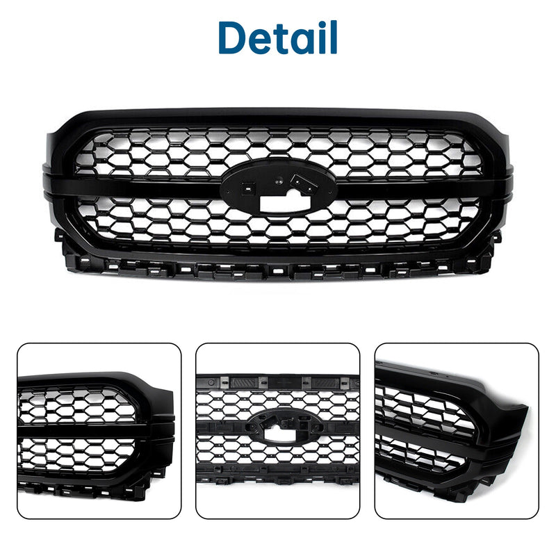For Ford F-150 F150 2021-2023 Platinum Front Bumper Grille Assembly Gloss Black
