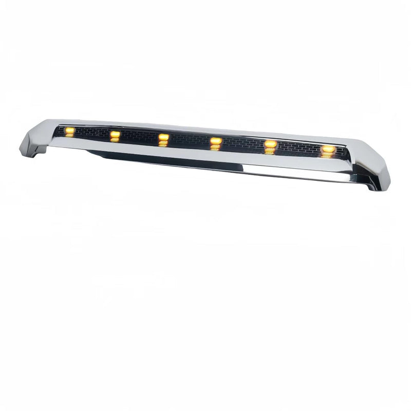 BUFEETERS  Front Upper Grille Hood Scoop Chrome w/ led Lights Lamp Fit For Toyota Tundra 2014 2015 2016 2017 2018 2019 2020 2021,Silver