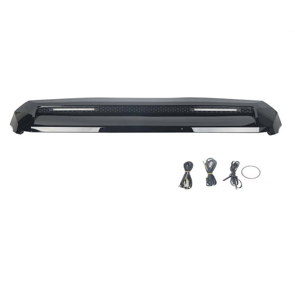 BUFEETERS Front Hood Bulge Molding With Light  Fit For 2014 2015 2016 2017 2018 2019 2020 2021 Toyota Tundra,Gloss Black