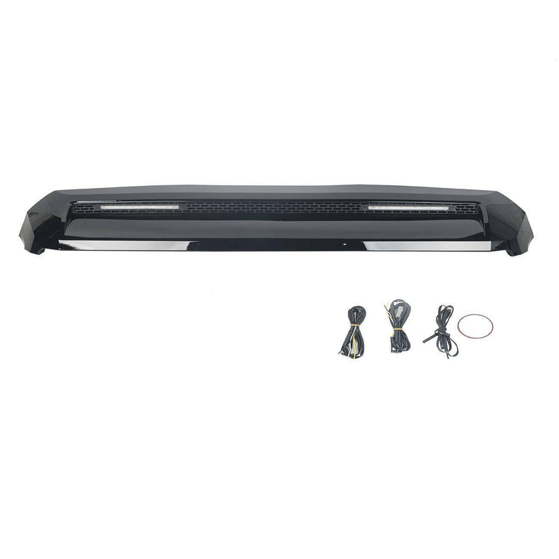BUFEETERS Front Hood Bulge Molding With Light  Fit For 2014 2015 2016 2017 2018 2019 2020 2021 Toyota Tundra,Gloss Black