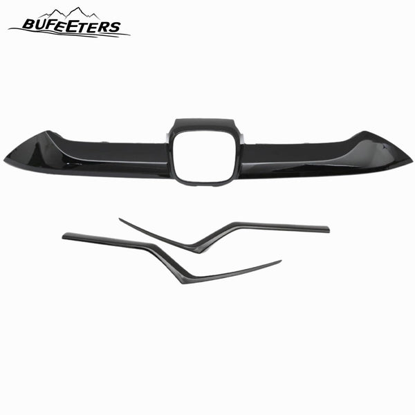 BUFEETERS  3Pcs Head Light and Grille Trim Molding Fit For 2017 2018 2019 Honda CRV CR-V,Factory Style,Gloss Black